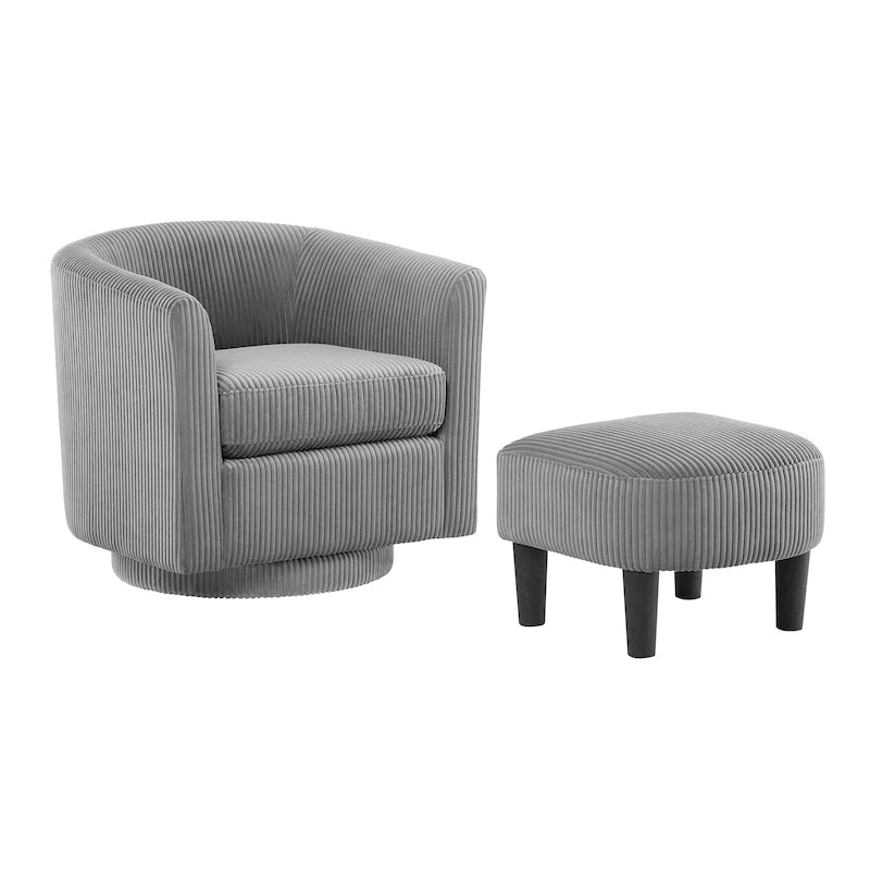 Sillón giratorio moderno gris de 26,4 con otomana