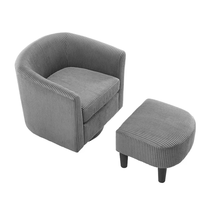 Sillón giratorio moderno gris de 26,4 con otomana