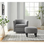 Sillón giratorio moderno gris de 26,4 con otomana