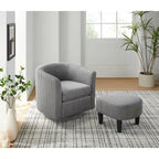 Sillón giratorio moderno gris de 26,4 con otomana