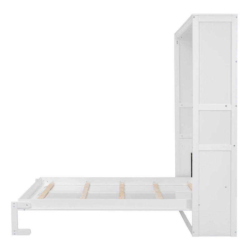 Cama de pared Murphy de tamaño Queen con estantes