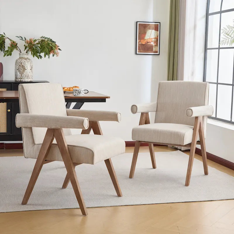 Silla de comedor tapizada con brazos (juego de 2)