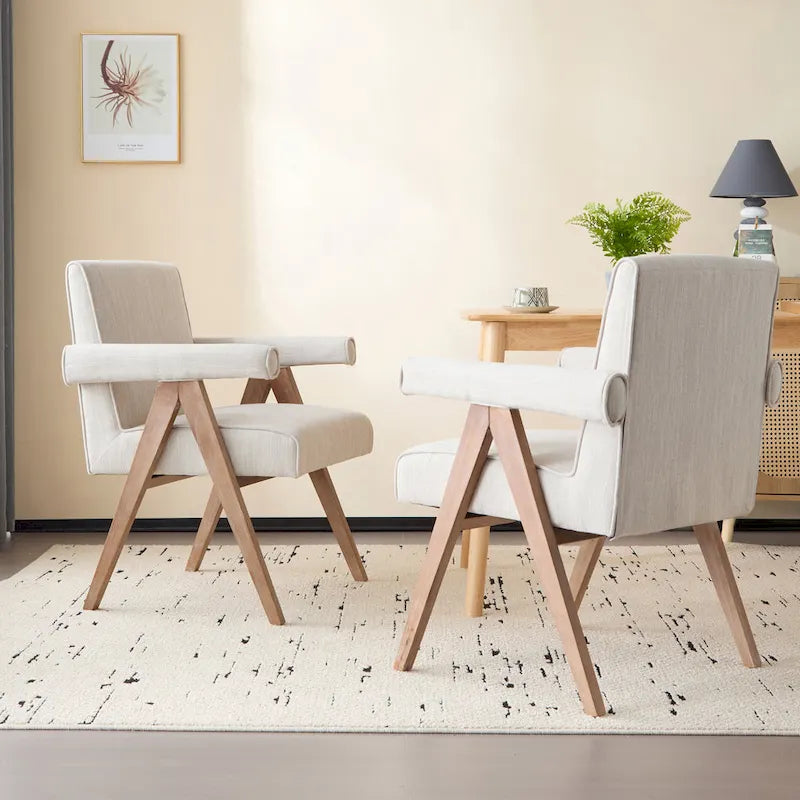 Silla de comedor tapizada con brazos (juego de 2)