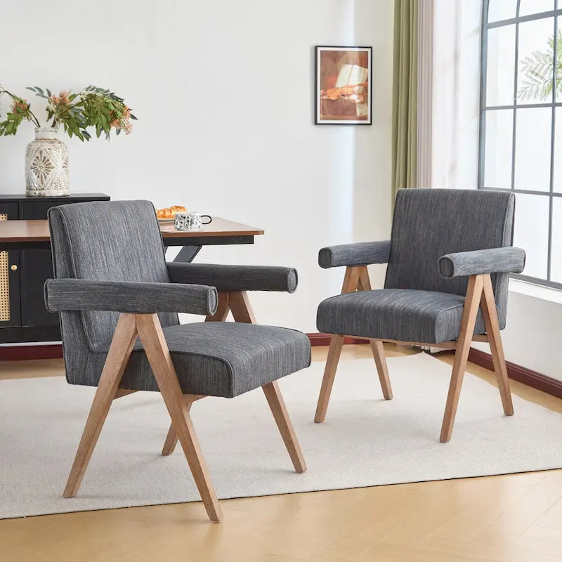 Silla de comedor tapizada con brazos (juego de 2)