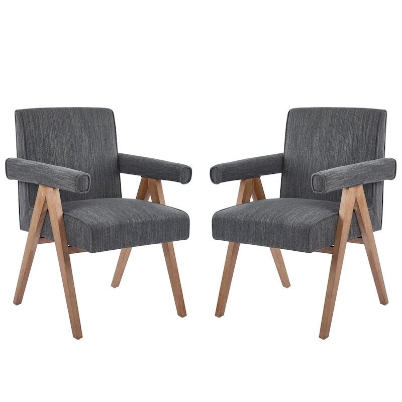 Silla de comedor tapizada con brazos (juego de 2)
