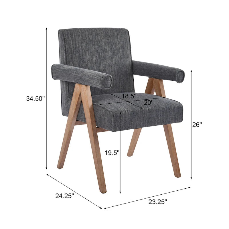 Silla de comedor tapizada con brazos (juego de 2)
