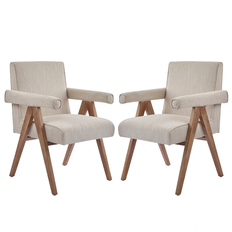 Silla de comedor tapizada con brazos (juego de 2)