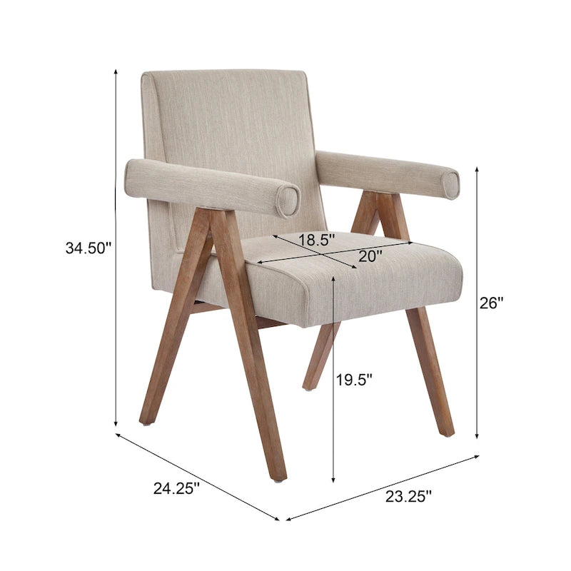 Silla de comedor tapizada con brazos (juego de 2)