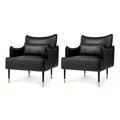 Sillón Moderno de Mediados de Siglo de Piel Sintética con Bolsillo Lateral (Juego de 2)