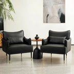 Sillón Moderno de Mediados de Siglo de Piel Sintética con Bolsillo Lateral (Juego de 2)