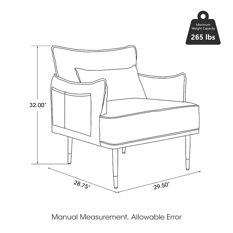 Sillón Moderno de Mediados de Siglo de Piel Sintética con Bolsillo Lateral (Juego de 2)