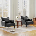 Sillón Moderno de Mediados de Siglo de Piel Sintética con Bolsillo Lateral (Juego de 2)