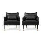 Sillón Moderno de Mediados de Siglo de Piel Sintética con Bolsillo Lateral (Juego de 2)