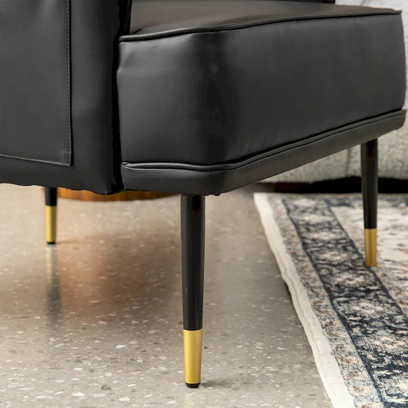 Sillón Moderno de Mediados de Siglo de Piel Sintética con Bolsillo Lateral (Juego de 2)