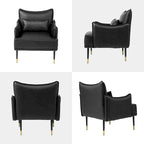 Sillón Moderno de Mediados de Siglo de Piel Sintética con Bolsillo Lateral (Juego de 2)