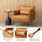 Sillón Moderno de Mediados de Siglo de Piel Sintética con Bolsillo Lateral (Juego de 2)