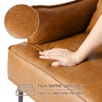 Sillón Moderno de Mediados de Siglo de Piel Sintética con Bolsillo Lateral (Juego de 2)
