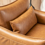 Sillón Moderno de Mediados de Siglo de Piel Sintética con Bolsillo Lateral (Juego de 2)