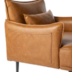 Sillón Moderno de Mediados de Siglo de Piel Sintética con Bolsillo Lateral (Juego de 2)