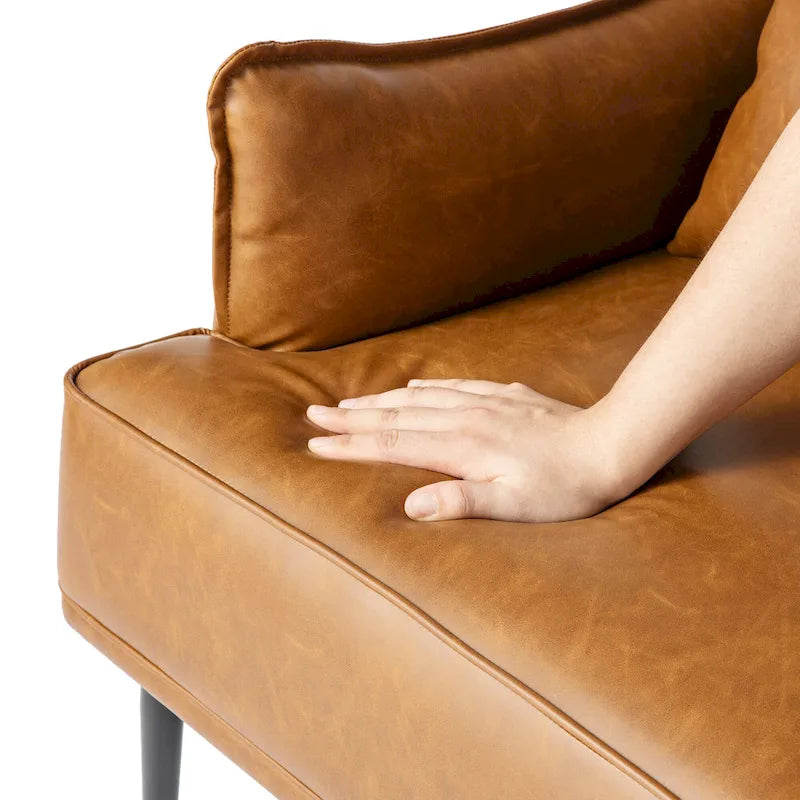 Sillón Moderno de Mediados de Siglo de Piel Sintética con Bolsillo Lateral (Juego de 2)