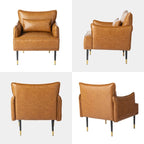 Sillón Moderno de Mediados de Siglo de Piel Sintética con Bolsillo Lateral (Juego de 2)