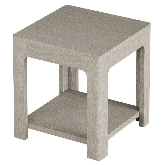 Mesa auxiliar de madera de 2 niveles con almacenamiento