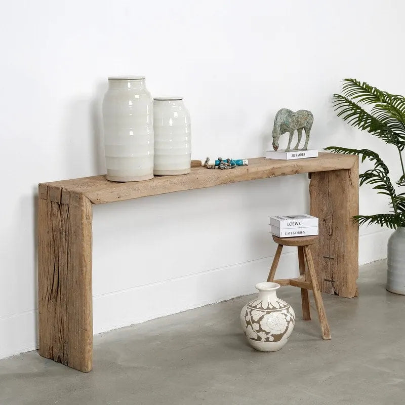 Aprox. 1.8-2 m de largo Mesa consola vintage tipo cascada de madera natural desgastada (el tamaño y el acabado pueden variar)