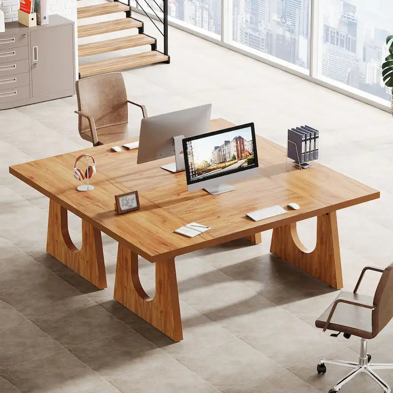Escritorio ejecutivo rectangular para ordenador de oficina de 70,9 pulgadas con superficie de trabajo grande