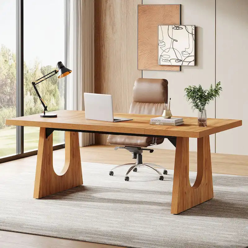 Escritorio ejecutivo rectangular para ordenador de oficina de 70,9 pulgadas con superficie de trabajo grande