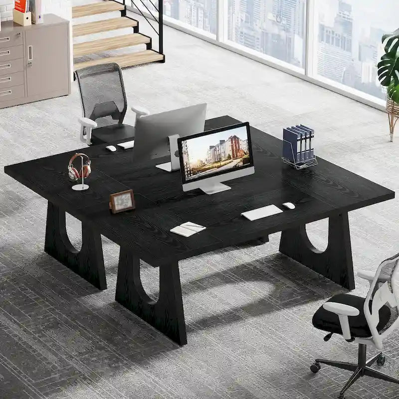 Escritorio ejecutivo rectangular para ordenador de oficina de 70,9 pulgadas con superficie de trabajo grande