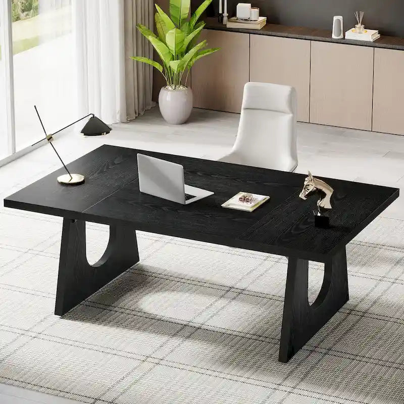 Escritorio ejecutivo rectangular para ordenador de oficina de 70,9 pulgadas con superficie de trabajo grande
