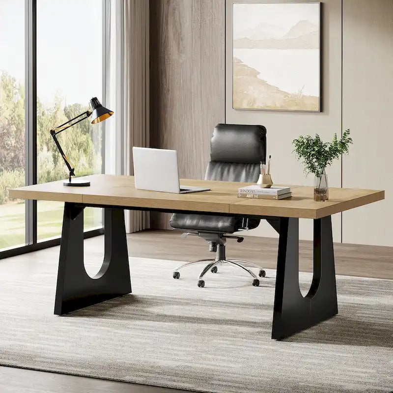 Escritorio ejecutivo rectangular para ordenador de oficina de 70,9 pulgadas con superficie de trabajo grande