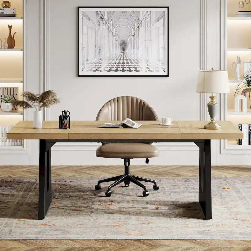 Escritorio ejecutivo rectangular para ordenador de oficina de 70,9 pulgadas con superficie de trabajo grande