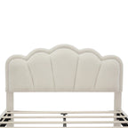Cama tapizada Sherpa tamaño matrimonial con cabecero floral con LED