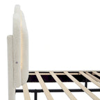 Cama tapizada Sherpa tamaño matrimonial con cabecero floral con LED