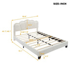 Cama tapizada Sherpa tamaño matrimonial con cabecero floral con LED