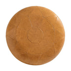 Puf de cuero de plena flor cuadrado de 34.5" con patas de madera maciza
