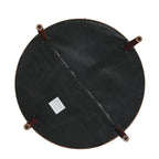 Puf de cuero de plena flor cuadrado de 34.5" con patas de madera maciza