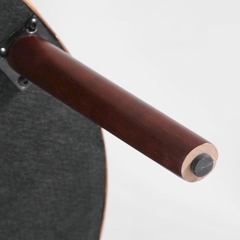 Puf de cuero de plena flor cuadrado de 34.5" con patas de madera maciza