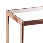 Consola moderna estrecha con tapa de cristal y estante de almacenamiento