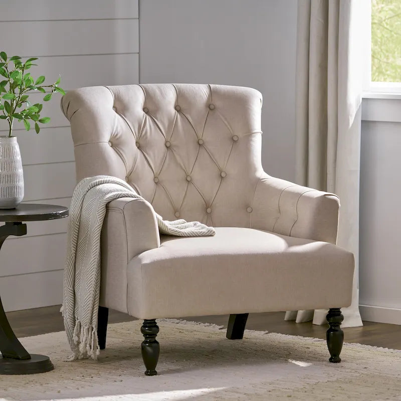 Sillón Club tapizado Bernstein con respaldo enrollado de Christopher Knight Home