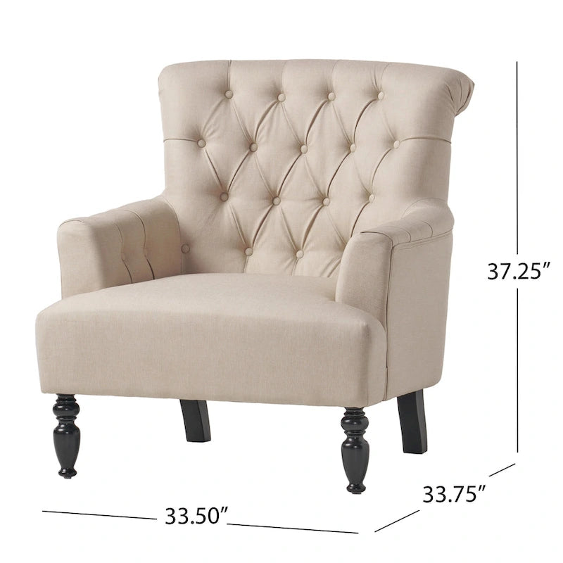Sillón Club tapizado Bernstein con respaldo enrollado de Christopher Knight Home