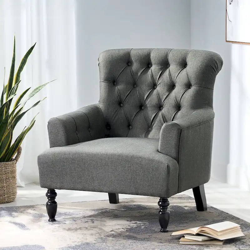 Sillón Club tapizado Bernstein con respaldo enrollado de Christopher Knight Home