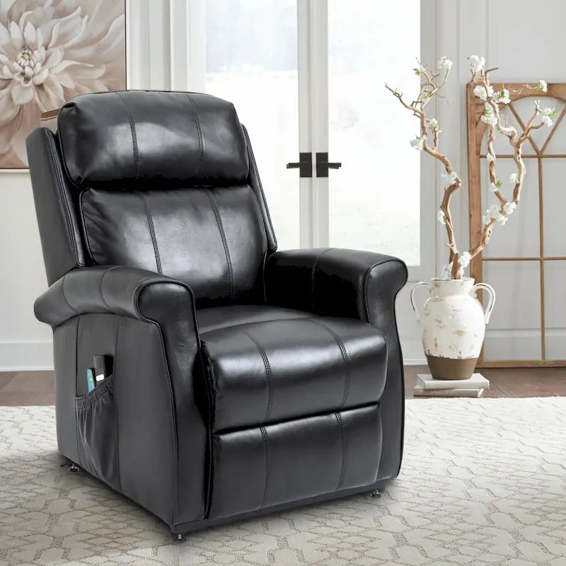 Sillón reclinable elevador eléctrico de piel sintética