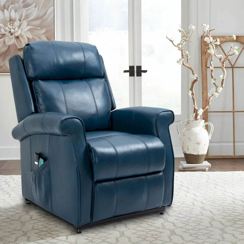 Sillón reclinable elevador eléctrico de piel sintética