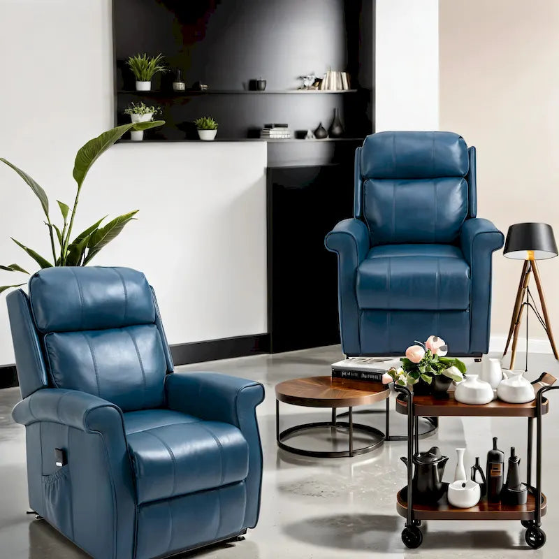 Sillón reclinable elevador eléctrico de piel sintética