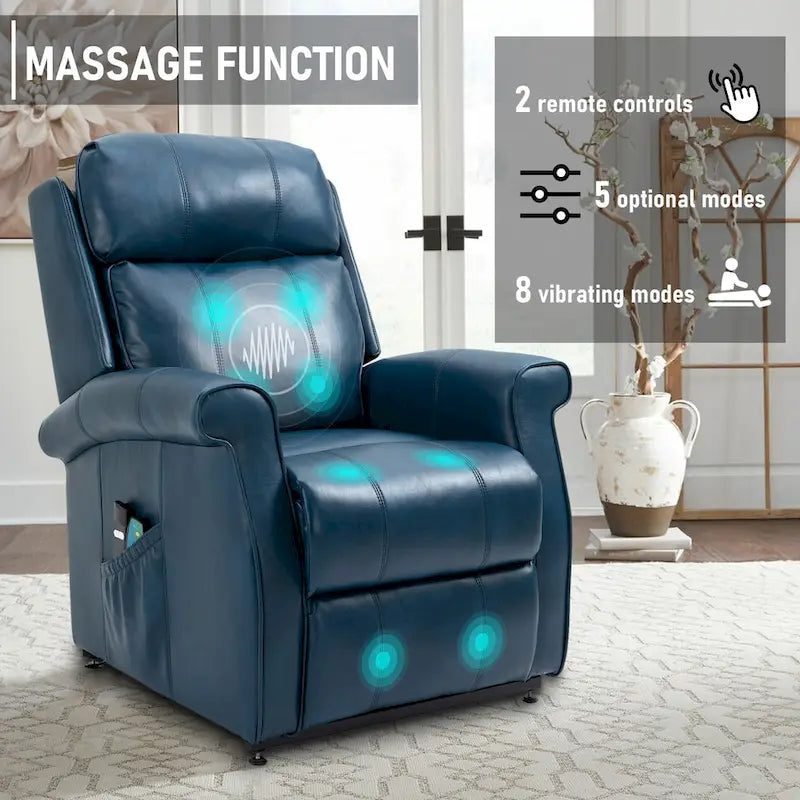 Sillón reclinable elevador eléctrico de piel sintética