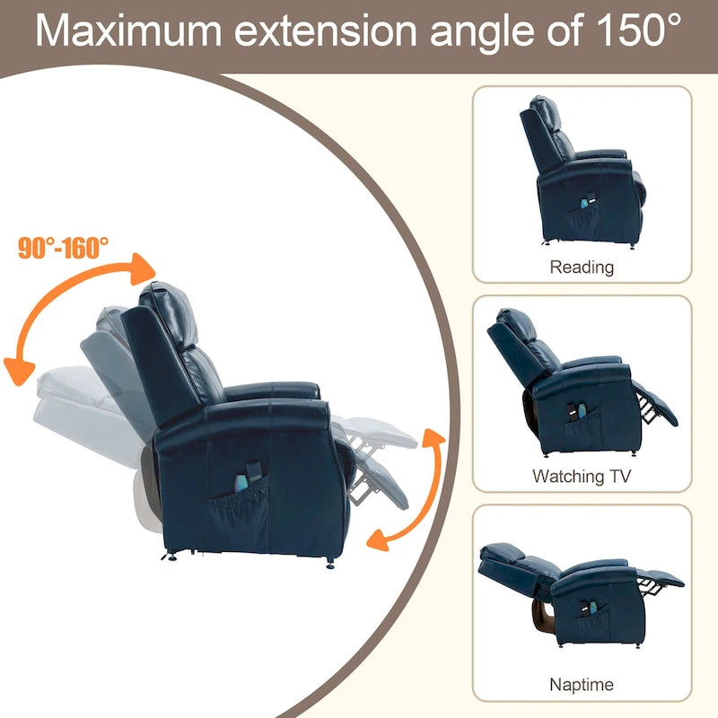 Sillón reclinable elevador eléctrico de piel sintética
