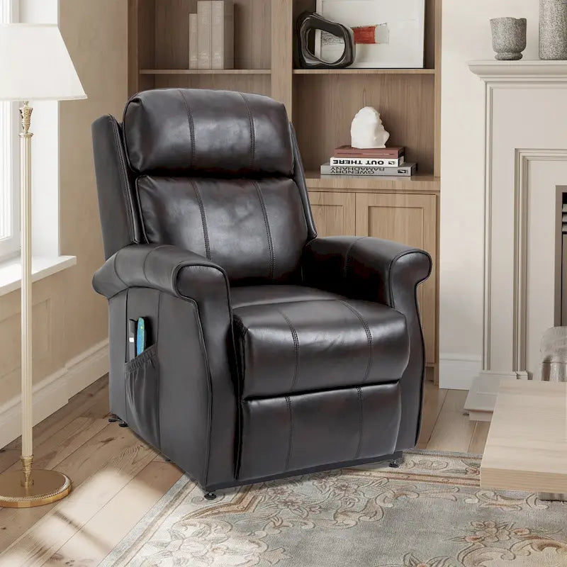 Sillón reclinable elevador eléctrico de piel sintética