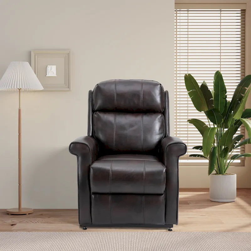 Sillón reclinable elevador eléctrico de piel sintética